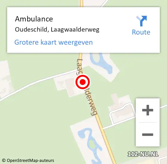 Locatie op kaart van de 112 melding: Ambulance Oudeschild, Laagwaalderweg op 3 augustus 2020 05:48