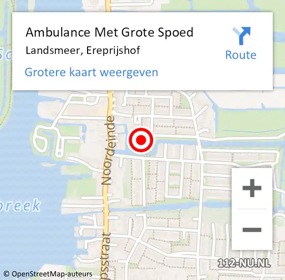 Locatie op kaart van de 112 melding: Ambulance Met Grote Spoed Naar Landsmeer, Ereprijshof op 3 augustus 2020 06:44