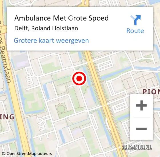 Locatie op kaart van de 112 melding: Ambulance Met Grote Spoed Naar Delft, Roland Holstlaan op 3 augustus 2020 08:10