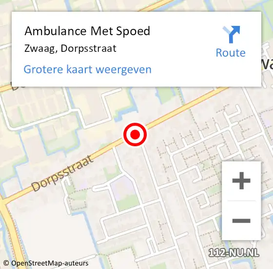 Locatie op kaart van de 112 melding: Ambulance Met Spoed Naar Zwaag, Dorpsstraat op 3 augustus 2020 08:48