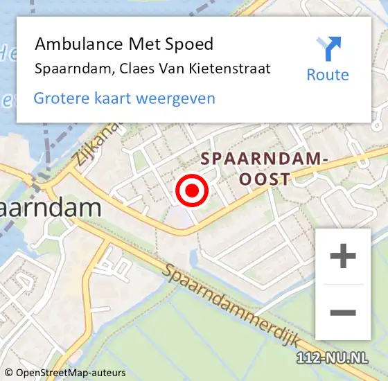 Locatie op kaart van de 112 melding: Ambulance Met Spoed Naar Spaarndam, Claes Van Kietenstraat op 3 augustus 2020 10:33