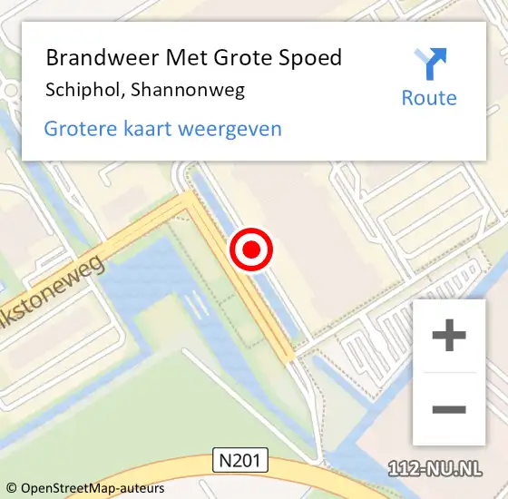 Locatie op kaart van de 112 melding: Brandweer Met Grote Spoed Naar Schiphol, Shannonweg op 3 augustus 2020 10:55