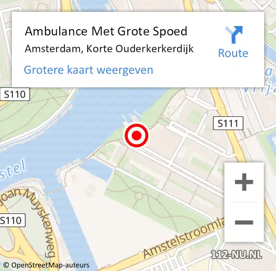 Locatie op kaart van de 112 melding: Ambulance Met Grote Spoed Naar Amsterdam, Korte Ouderkerkerdijk op 3 augustus 2020 11:40