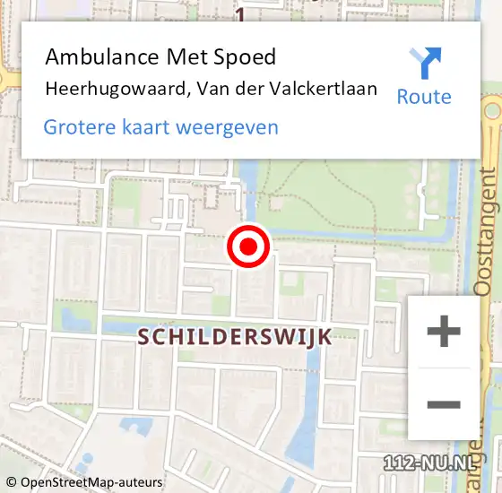 Locatie op kaart van de 112 melding: Ambulance Met Spoed Naar Heerhugowaard, Van der Valckertlaan op 14 mei 2014 16:13