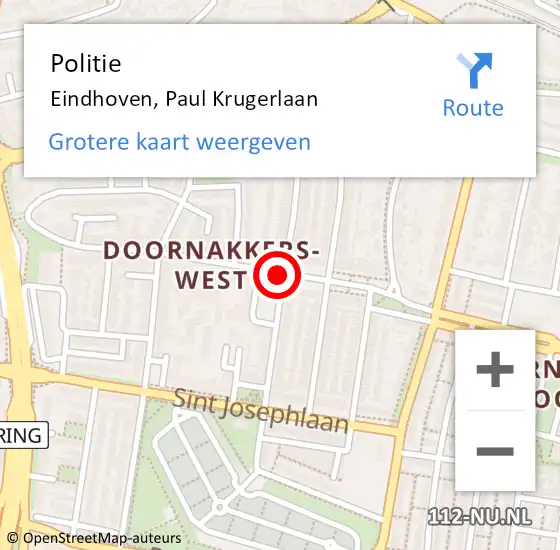 Locatie op kaart van de 112 melding: Politie Eindhoven, Paul Krugerlaan op 3 augustus 2020 13:27