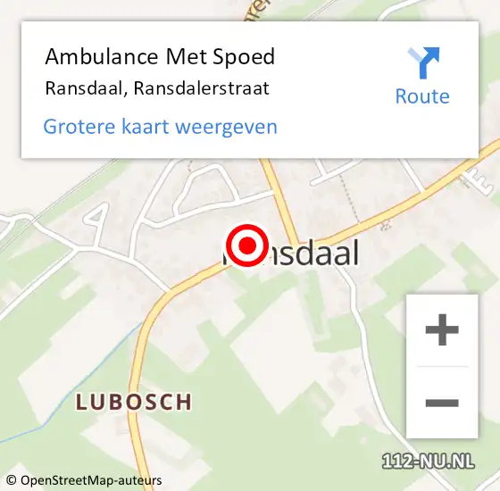 Locatie op kaart van de 112 melding: Ambulance Met Spoed Naar Ransdaal, Ransdalerstraat op 14 mei 2014 16:24