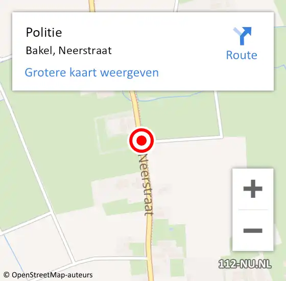 Locatie op kaart van de 112 melding: Politie Bakel, Neerstraat op 3 augustus 2020 14:06