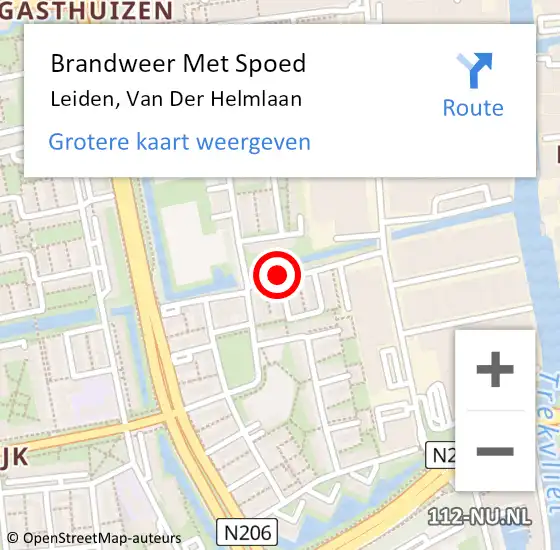 Locatie op kaart van de 112 melding: Brandweer Met Spoed Naar Leiden, Van Der Helmlaan op 3 augustus 2020 14:18