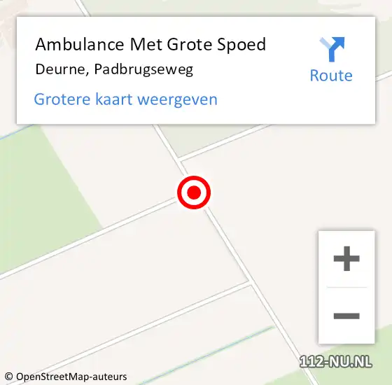 Locatie op kaart van de 112 melding: Ambulance Met Grote Spoed Naar Deurne, Padbrugseweg op 3 augustus 2020 14:39