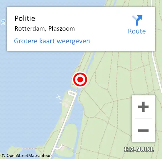 Locatie op kaart van de 112 melding: Politie Rotterdam, Plaszoom op 3 augustus 2020 14:58