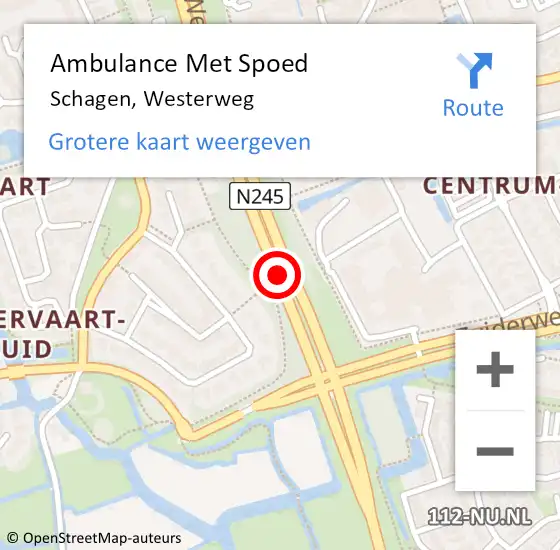 Locatie op kaart van de 112 melding: Ambulance Met Spoed Naar Schagen, Westerweg op 3 augustus 2020 15:34