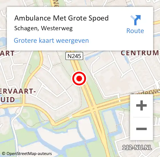 Locatie op kaart van de 112 melding: Ambulance Met Grote Spoed Naar Schagen, Westerweg op 3 augustus 2020 15:46