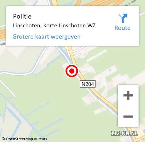 Locatie op kaart van de 112 melding: Politie Linschoten, Korte Linschoten WZ op 3 augustus 2020 17:01