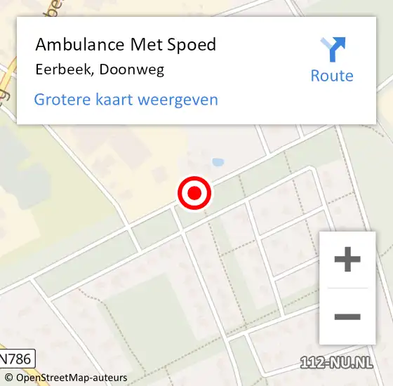 Locatie op kaart van de 112 melding: Ambulance Met Spoed Naar Eerbeek, Doonweg op 3 augustus 2020 17:59