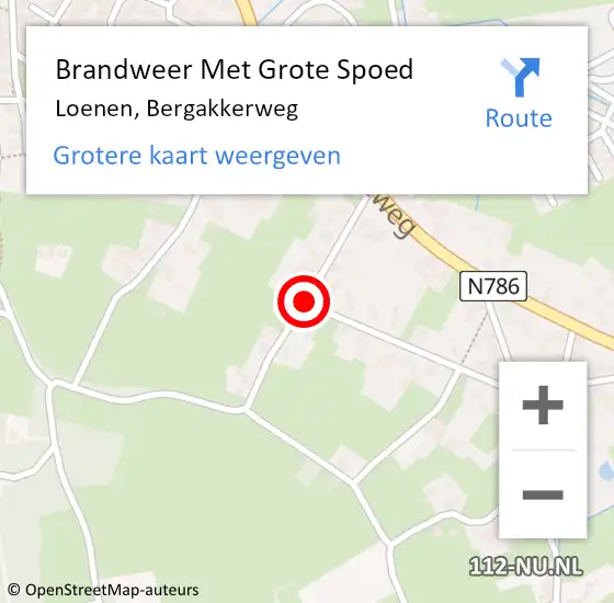 Locatie op kaart van de 112 melding: Brandweer Met Grote Spoed Naar Loenen, Bergakkerweg op 3 augustus 2020 18:44