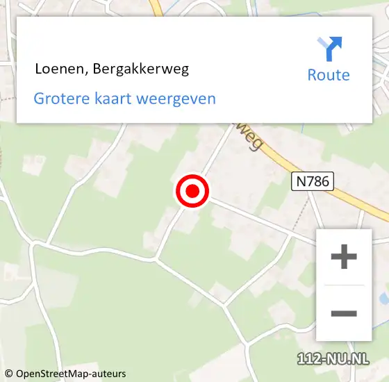 Locatie op kaart van de 112 melding:  Loenen, Bergakkerweg op 3 augustus 2020 18:45