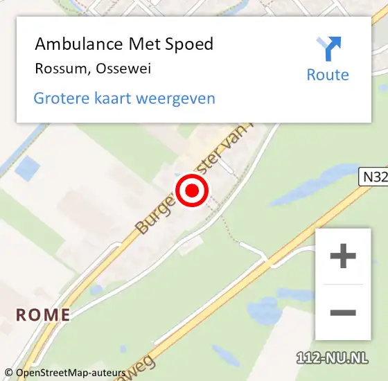 Locatie op kaart van de 112 melding: Ambulance Met Spoed Naar Rossum, Ossewei op 3 augustus 2020 19:06