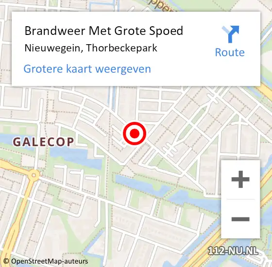 Locatie op kaart van de 112 melding: Brandweer Met Grote Spoed Naar Nieuwegein, Thorbeckepark op 3 augustus 2020 20:27