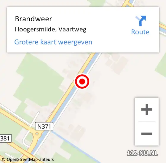 Locatie op kaart van de 112 melding: Brandweer Hoogersmilde, Vaartweg op 3 augustus 2020 21:57