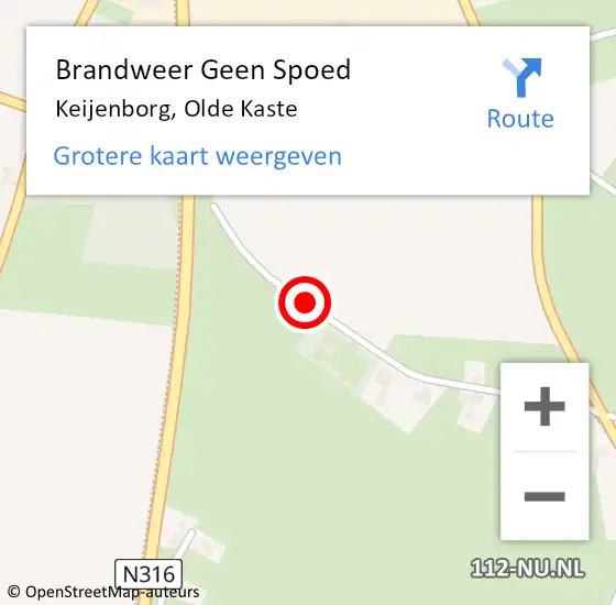 Locatie op kaart van de 112 melding: Brandweer Geen Spoed Naar Keijenborg, Olde Kaste op 3 augustus 2020 22:02