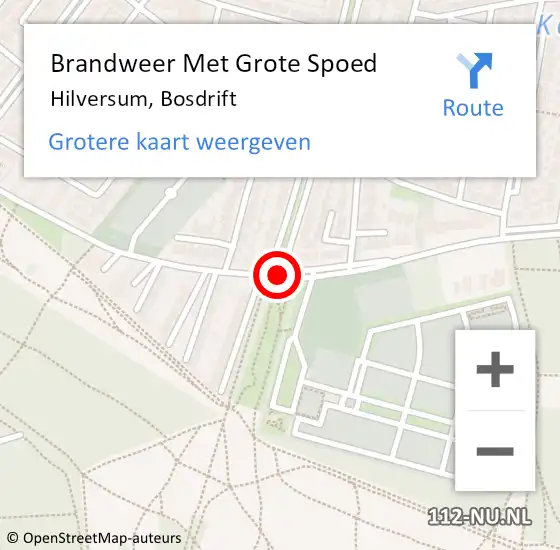 Locatie op kaart van de 112 melding: Brandweer Met Grote Spoed Naar Hilversum, Bosdrift op 4 augustus 2020 02:08