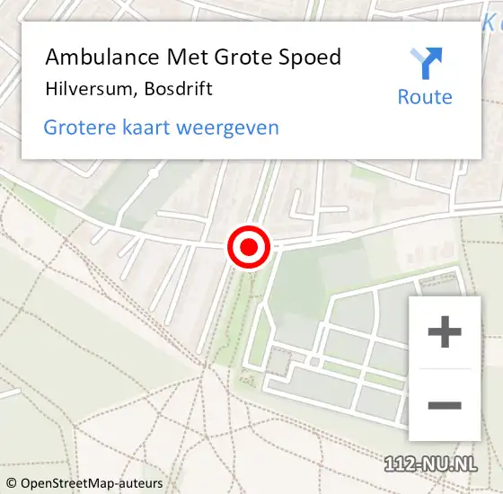 Locatie op kaart van de 112 melding: Ambulance Met Grote Spoed Naar Hilversum, Bosdrift op 4 augustus 2020 02:09