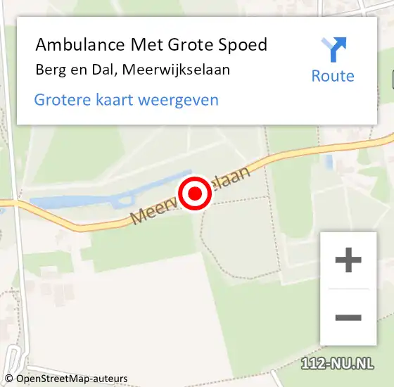 Locatie op kaart van de 112 melding: Ambulance Met Grote Spoed Naar Berg en Dal, Meerwijkselaan op 4 augustus 2020 04:37