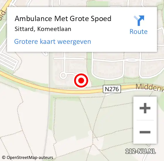 Locatie op kaart van de 112 melding: Ambulance Met Grote Spoed Naar Sittard, Komeetlaan op 14 mei 2014 17:29