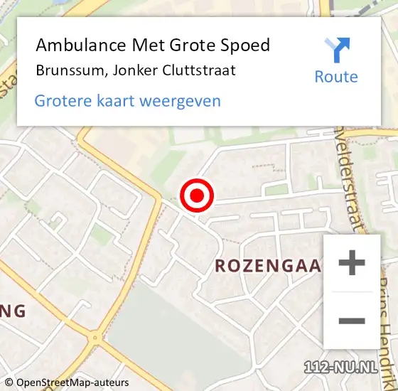 Locatie op kaart van de 112 melding: Ambulance Met Grote Spoed Naar Brunssum, Jonker Cluttstraat op 14 mei 2014 17:32