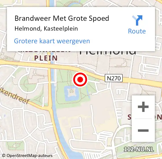 Locatie op kaart van de 112 melding: Brandweer Met Grote Spoed Naar Helmond, Kasteelplein op 4 augustus 2020 08:57