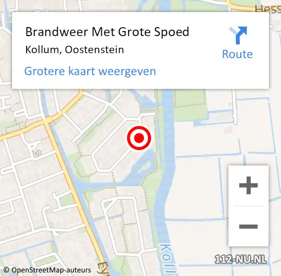 Locatie op kaart van de 112 melding: Brandweer Met Grote Spoed Naar Kollum, Oostenstein op 4 augustus 2020 09:20