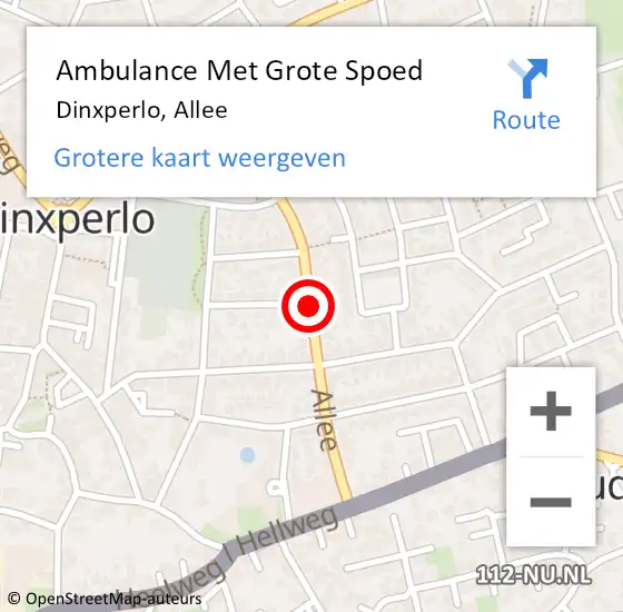 Locatie op kaart van de 112 melding: Ambulance Met Grote Spoed Naar Dinxperlo, Allee op 4 augustus 2020 09:21
