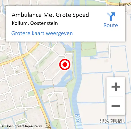 Locatie op kaart van de 112 melding: Ambulance Met Grote Spoed Naar Kollum, Oostenstein op 4 augustus 2020 09:28