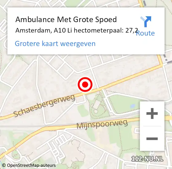 Locatie op kaart van de 112 melding: Ambulance Met Grote Spoed Naar Amsterdam, A10 Li hectometerpaal: 27,2 op 4 augustus 2020 10:32