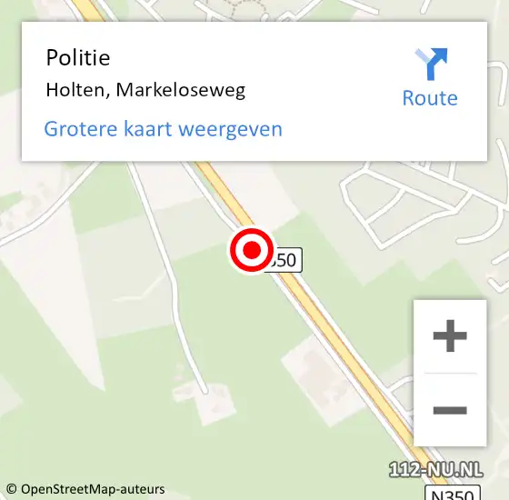 Locatie op kaart van de 112 melding: Politie Holten, Markeloseweg op 4 augustus 2020 10:39