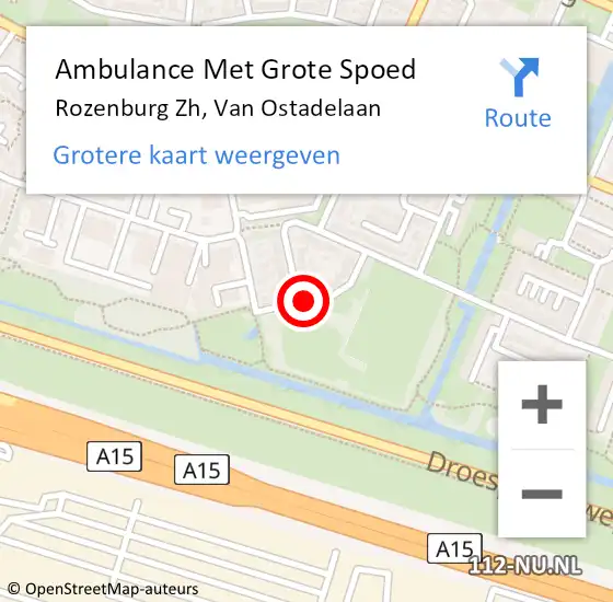 Locatie op kaart van de 112 melding: Ambulance Met Grote Spoed Naar Rozenburg Zh, Van Ostadelaan op 4 augustus 2020 10:50