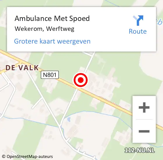 Locatie op kaart van de 112 melding: Ambulance Met Spoed Naar Wekerom, Werftweg op 4 augustus 2020 11:15