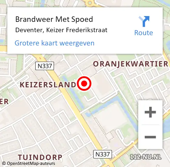 Locatie op kaart van de 112 melding: Brandweer Met Spoed Naar Deventer, Keizer Frederikstraat op 4 augustus 2020 11:30