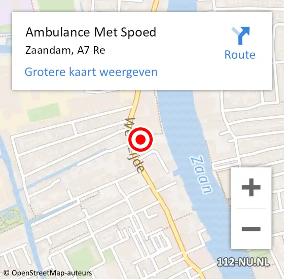Locatie op kaart van de 112 melding: Ambulance Met Spoed Naar Zaandam, A7 Re op 4 augustus 2020 11:44