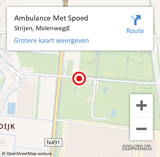 Locatie op kaart van de 112 melding: Ambulance Met Spoed Naar Strijen, MolenwegjE op 4 augustus 2020 12:45