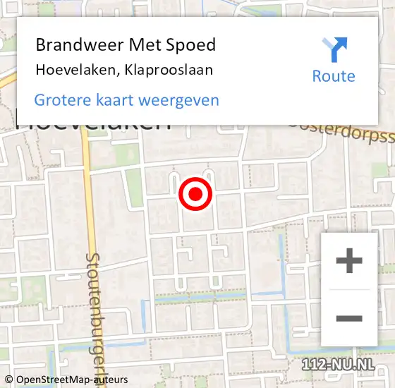 Locatie op kaart van de 112 melding: Brandweer Met Spoed Naar Hoevelaken, Klaprooslaan op 4 augustus 2020 13:30