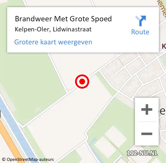 Locatie op kaart van de 112 melding: Brandweer Met Grote Spoed Naar Kelpen-Oler, Lidwinastraat op 4 augustus 2020 14:46