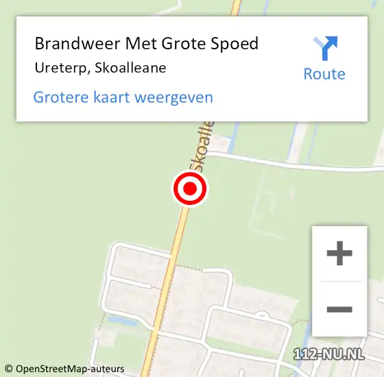 Locatie op kaart van de 112 melding: Brandweer Met Grote Spoed Naar Ureterp, Skoalleane op 4 augustus 2020 14:46