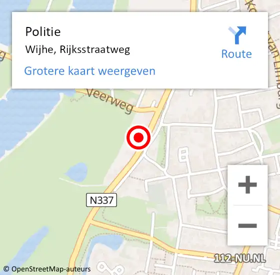 Locatie op kaart van de 112 melding: Politie Wijhe, Rijksstraatweg op 4 augustus 2020 14:59