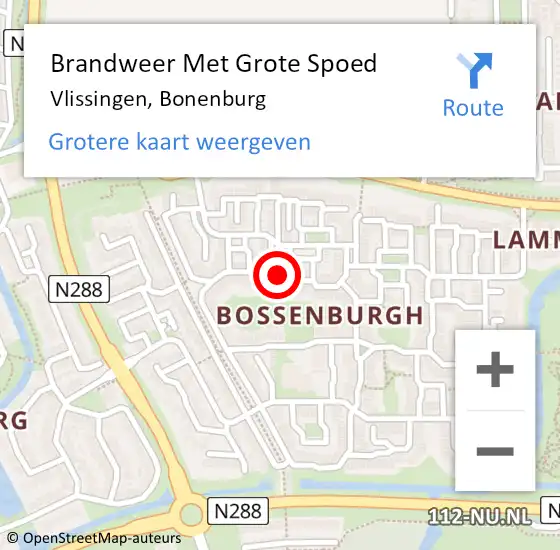 Locatie op kaart van de 112 melding: Brandweer Met Grote Spoed Naar Vlissingen, Bonenburg op 4 augustus 2020 14:59