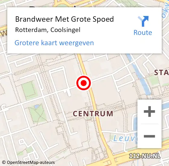 Locatie op kaart van de 112 melding: Brandweer Met Grote Spoed Naar Rotterdam, Coolsingel op 4 augustus 2020 15:09