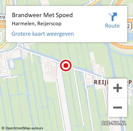 Locatie op kaart van de 112 melding: Brandweer Met Spoed Naar Harmelen, Reijerscop op 4 augustus 2020 15:15