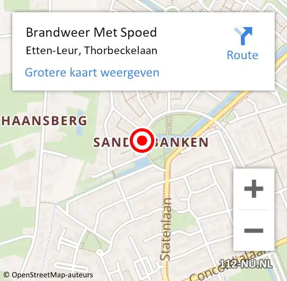 Locatie op kaart van de 112 melding: Brandweer Met Spoed Naar Etten-Leur, Thorbeckelaan op 4 augustus 2020 15:41