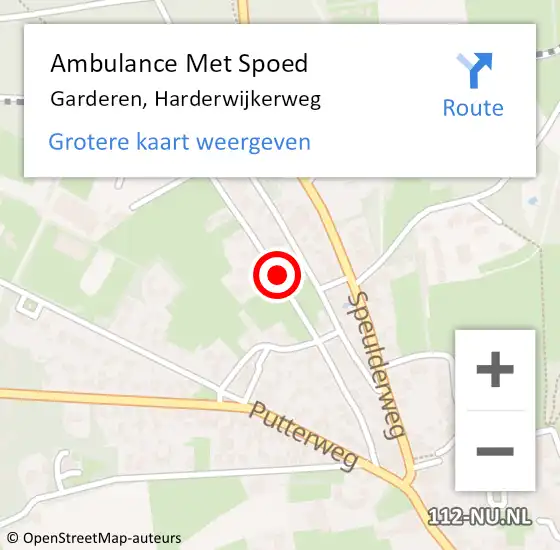 Locatie op kaart van de 112 melding: Ambulance Met Spoed Naar Garderen, Harderwijkerweg op 4 augustus 2020 16:14