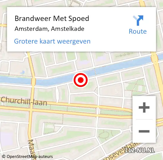 Locatie op kaart van de 112 melding: Brandweer Met Spoed Naar Amsterdam, Amstelkade op 4 augustus 2020 16:17